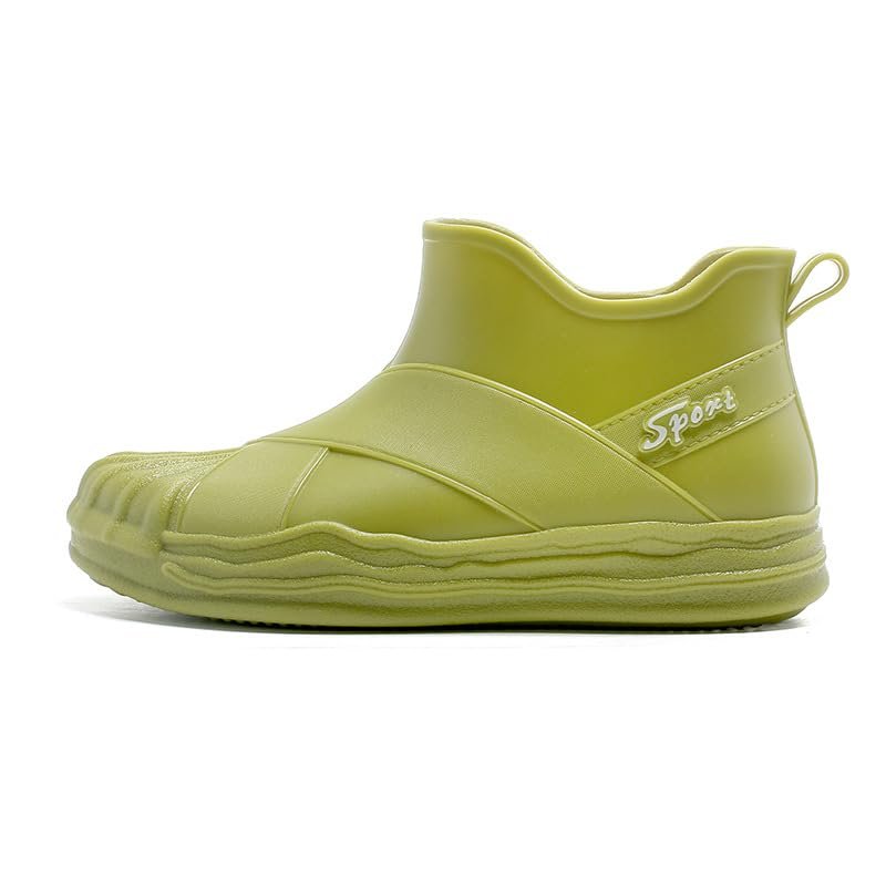 DDWRGD Women's Ankle Rain Boots Waterproof Cute Boots, Short Rain Boots for Women and Waterproof Garden Shoes for Outdoor Work (Green,7.5-8)