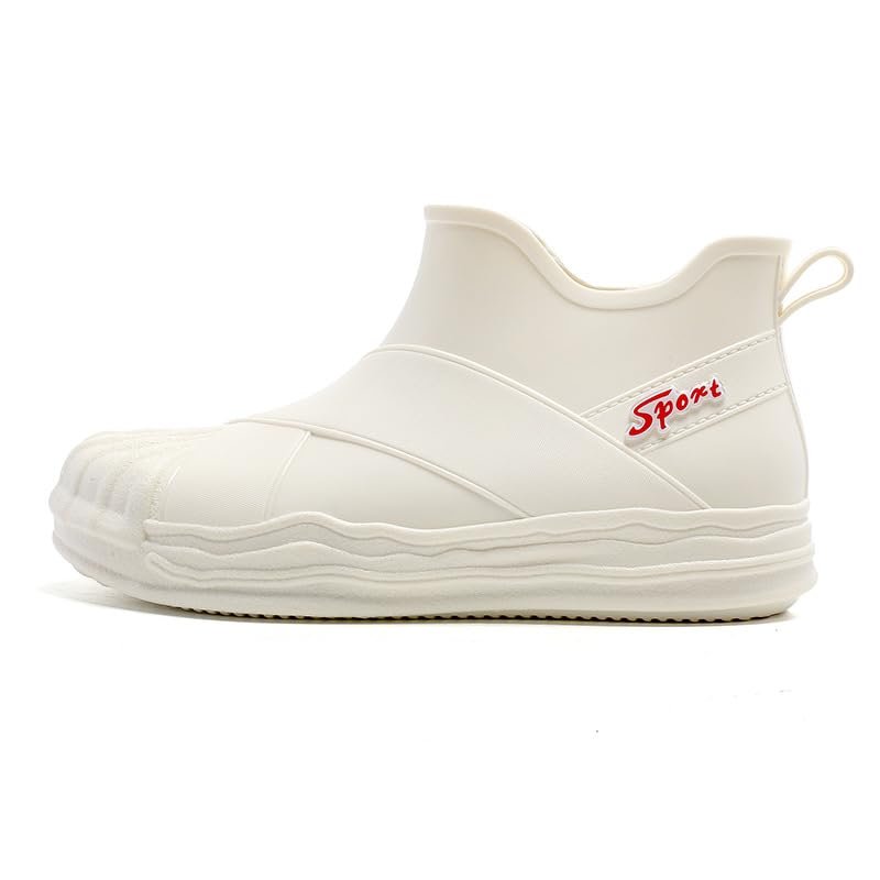DDWRGD Women's Ankle Rain Boots Waterproof Cute Boots, Short Rain Boots for Women and Waterproof Garden Shoes for Outdoor Work (White,6.5-7)