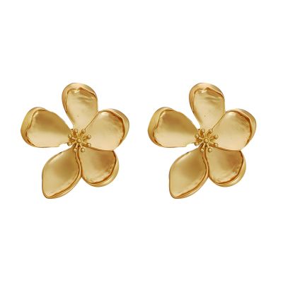14K Gold Plated Flower Earrings for Women Large Flower Earring Flowers Statement Stud Earrings Chunky Floral Earrings Jewelry(Gold)