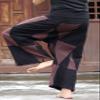 RaanPahMuang Thai Fisherman Pants Loose Yoga, Pirate, Harem, 100% Cotton, Unisex Mens Womens Kimono, Medium-Large Tall, Patch Muang Cotton - Black Brown view 4