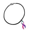 10 Pack Pink & Purple & Teal Ribbon Black Cord Bracelets  Thyroid Cancer Awareness Perfect for Fundraising and Gift-Giving Pink & Purple & Teal Black cord bracelets view 1