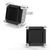 18K White Gold Plated Sterling Silver Asscher Cut Cubic Zirconia Stud Earrings for Women Men | Square CZ Stud Earrings Simulated Diamond Earrings Studs (8MM, Black) view 1