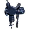 MOUSM Handcrafted Genuine Leather Western Saddle with Black Base & Holographic Glitter Star, Perfect for Stylish Riders Seeking Quality & Flair (16 inches) view 1