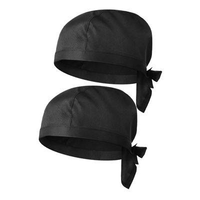TINEASUR 2pcs Unisex Chef Turban Hats Skull Caps for Men and Women Comfortable Soft for Chefs Cooks and Catering Professionals Fashionable Daily Wear Options Black