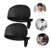 TINEASUR 2pcs Unisex Chef Turban Hats Skull Caps for Men and Women Comfortable Soft for Chefs Cooks and Catering Professionals Fashionable Daily Wear Options Black view 2