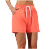 Lmdudan Women Casual Shorts Solid Elastic Waist Drawstring Shorts Lightweight Summer Beach Short Lounge Pants with Pockets Orange view 1