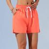 Lmdudan Women Casual Shorts Solid Elastic Waist Drawstring Shorts Lightweight Summer Beach Short Lounge Pants with Pockets Orange view 2