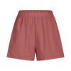 Plus Size Shorts for Women Cotton Linen Lounge Shorts Fashion Solid Elastic Waist Straight Leg Shorts with Pockets Pink view 2
