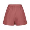 Plus Size Shorts for Women Cotton Linen Lounge Shorts Fashion Solid Elastic Waist Straight Leg Shorts with Pockets Pink view 3