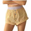 Women's Summer Casual Shorts Striped Print Elastic Waist Lounge Shorts High Waist Straight Leg Shorts with Pockets Purple view 1