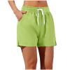 Lmdudan Women Casual Shorts Solid Elastic Waist Drawstring Shorts Lightweight Summer Beach Short Lounge Pants with Pockets Green view 1