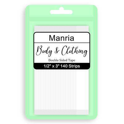 Manria Fashion Clothing Tape Double Sided, Strong Adhesive Clear Tape for Clothes, Body, and All Skin Shades (140 Strips)