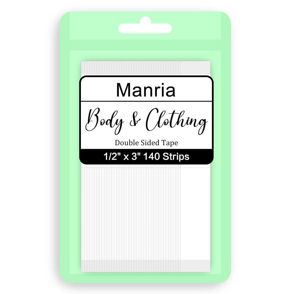 Manria Fashion Clothing Tape Double Sided, Strong Adhesive Clear Tape for Clothes, Body, and All Skin Shades (140 Strips)