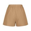 Plus Size Shorts for Women Cotton Linen Lounge Shorts Fashion Solid Elastic Waist Straight Leg Shorts with Pockets Khaki view 3