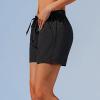 Lmdudan Women Casual Shorts Solid Elastic Waist Drawstring Shorts Lightweight Summer Beach Short Lounge Pants with Pockets Black view 4