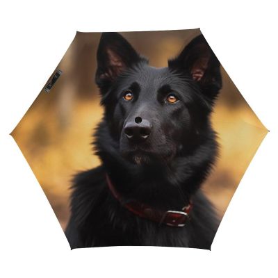 SYJTGDE Umbrella,Black German Shepherd Dog 5 Fold Umbrella,small Portable Travel Folding Umbrella,versatile Compact Umbrellas.