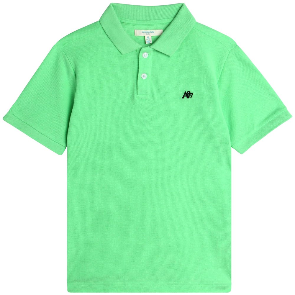 AEROPOSTALE Boys Polo Shirt - Soft Cotton Stretch Classic Fit Athletic Short Sleeve Collared Golf Polo Shirt for Boys, Size 14-16, Green