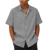 RTRDE Summer Shirts, Hawaiian Beach Short Sleeves Solid Color Dress Shirts Button Down Men Casual Man Clothes (M, Gray) view 1