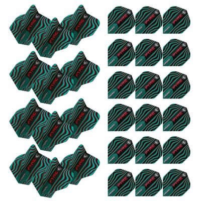 Winmau Prism Alpha Fyre Black, Turquoise and Red Dart Flights - 10 Sets per Pack (30 Dart Flights in Total)