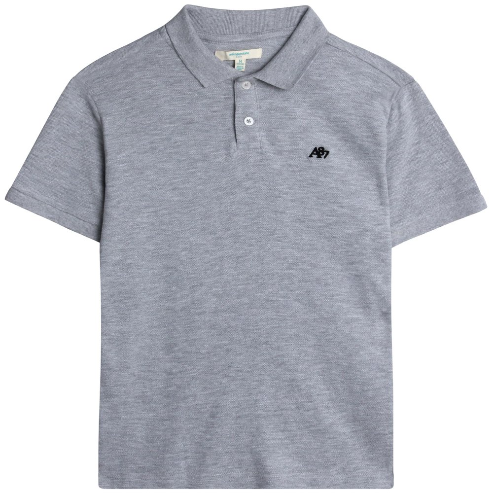 AEROPOSTALE Boys Polo Shirt - Soft Cotton Stretch Classic Fit Athletic Short Sleeve Collared Golf Polo Shirt for Boys, Size 10-12, Grey