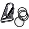 12 Pieces 1 Inch Enlarged Mouth Clip Sling Clasp Hook for Keychain Snap Hooks Outdoor Bag Backpack Tactical Carabiners ((Sling Clip + Key Ring) 1" Black (12-Pack)) view 1