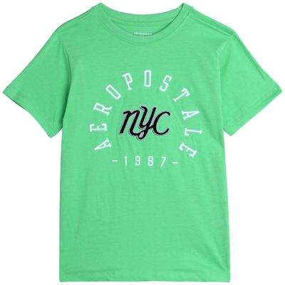 AEROPOSTALE Boys Graphic Tees - Soft Cotton Blend Boys Shirts - Short Sleeve Crewneck T-Shirts with Logo Print (4-16), Size 4, Green