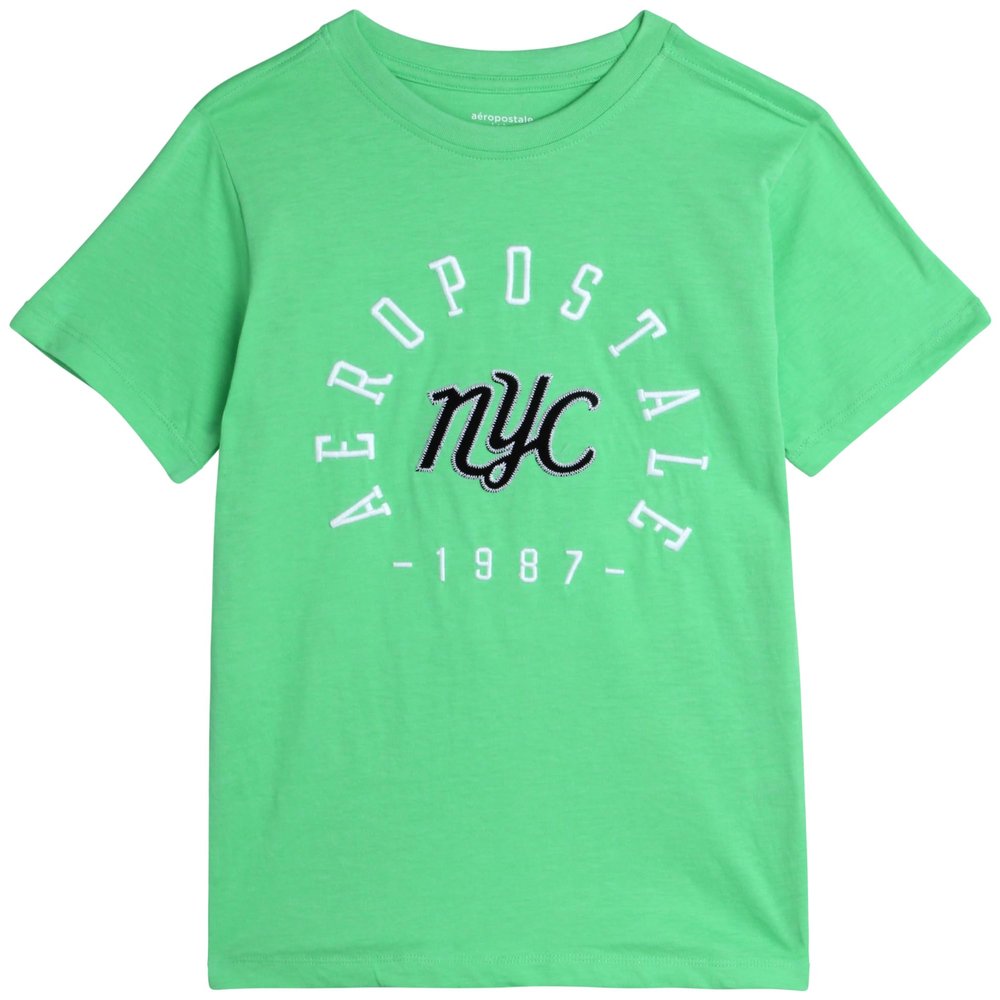 AEROPOSTALE Boys Graphic Tees - Soft Cotton Blend Boys Shirts - Short Sleeve Crewneck T-Shirts with Logo Print (4-16), Size 4, Green