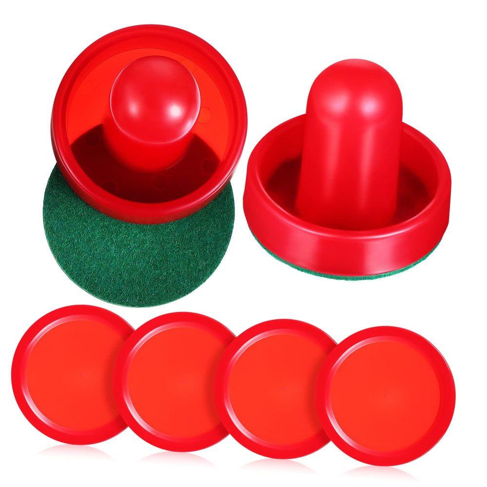 BRIGHTFUFU Complete Hockey Machine Accessories 4 Red Pucks 2 Pushers 2 Pads Ice Hockey Puck Set