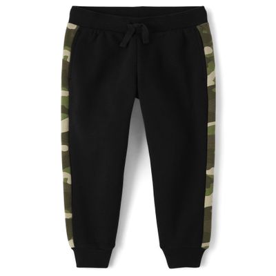 The Children's Place,Boys,Active Fleece Jogger Pants,Black/Camo,Small