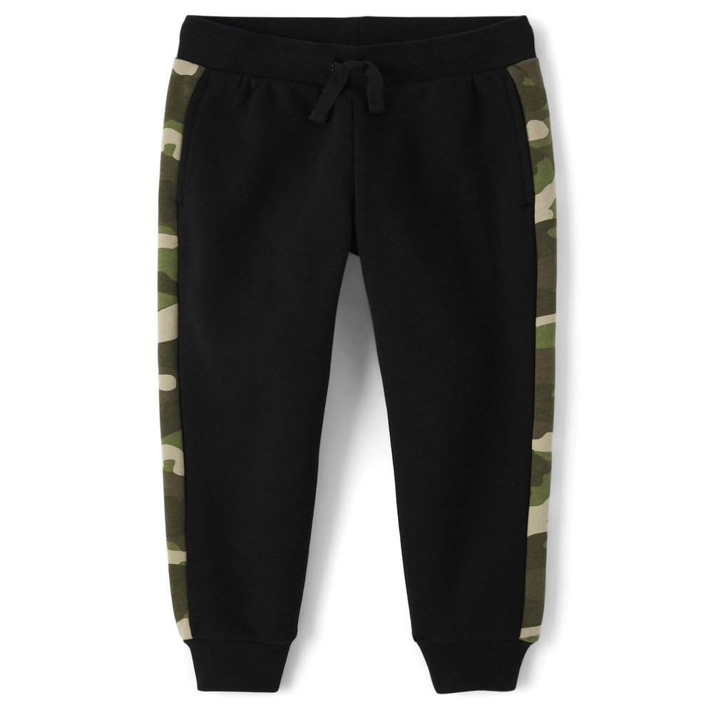 The Children's Place,Boys,Active Fleece Jogger Pants,Black/Camo,Small