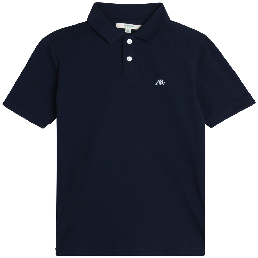 AEROPOSTALE Boys Polo Shirt - Soft Cotton Stretch Classic Fit Athletic Short Sleeve Collared Golf Polo Shirt for Boys, Size 8, Navy
