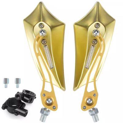 YEDECOR A Pairs of Bicycle Mirror, 360 Degree Rotation Rearview Side Mirror Handlebar Mount Rear View Mirror for Scooter Moped Bike Mountain Road Bike Motorcycle,Gold