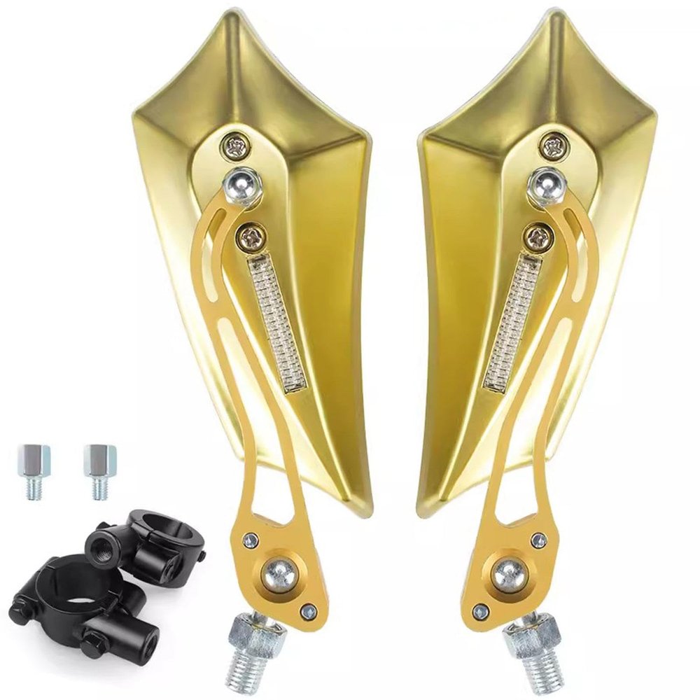 YEDECOR A Pairs of Bicycle Mirror, 360 Degree Rotation Rearview Side Mirror Handlebar Mount Rear View Mirror for Scooter Moped Bike Mountain Road Bike Motorcycle,Gold