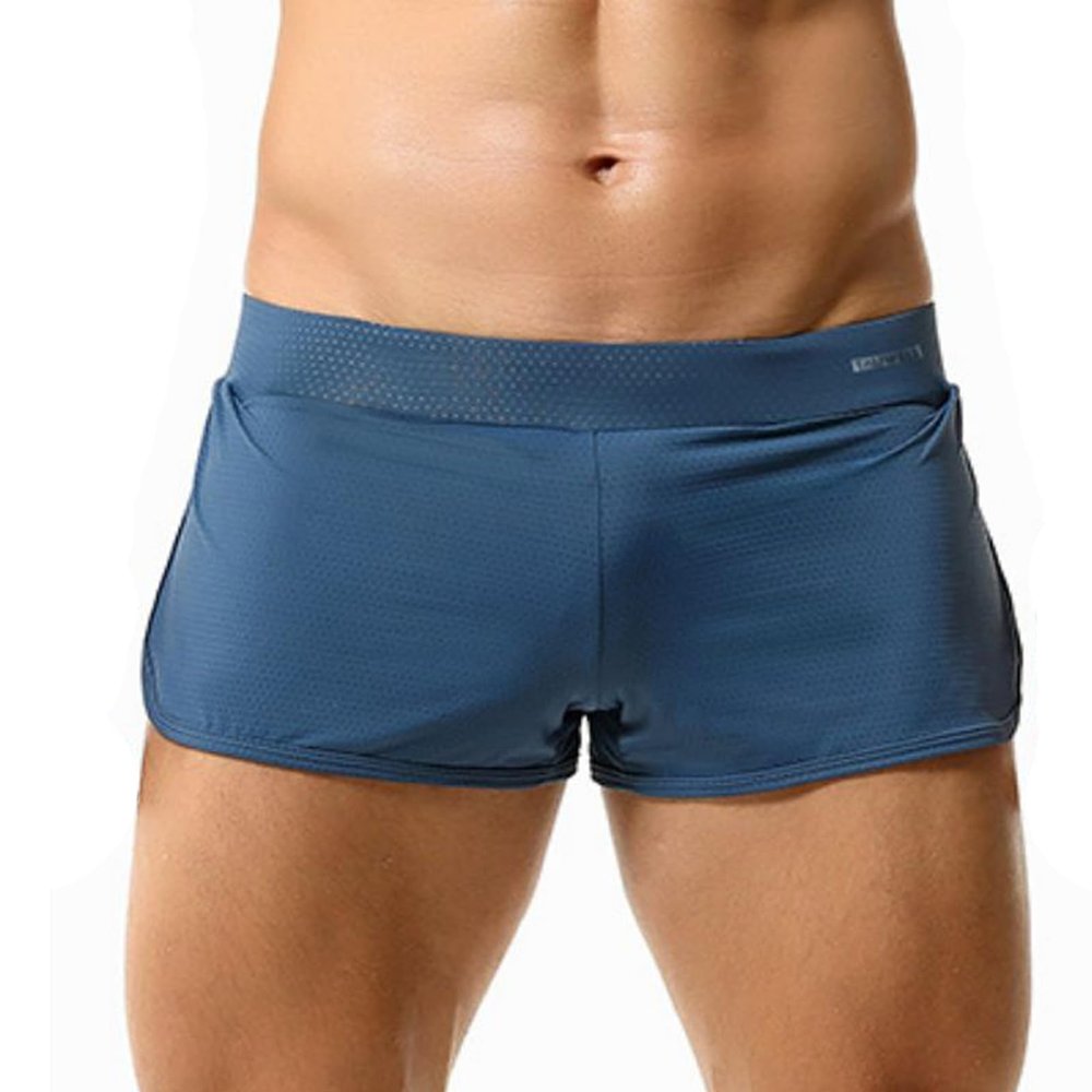 Wayonge Mens Boxers Shorts with Mesh Inner Thongs Breathable and Quick Dry Men Sports Underwear Boxer Briefs (Blue,Medium)