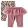 The Children's Place,Baby Girls,and Newborn Knit Pull On Pants,Blush Ruffle/Cheetah 2-Pack,6 Months,9 Months view 1