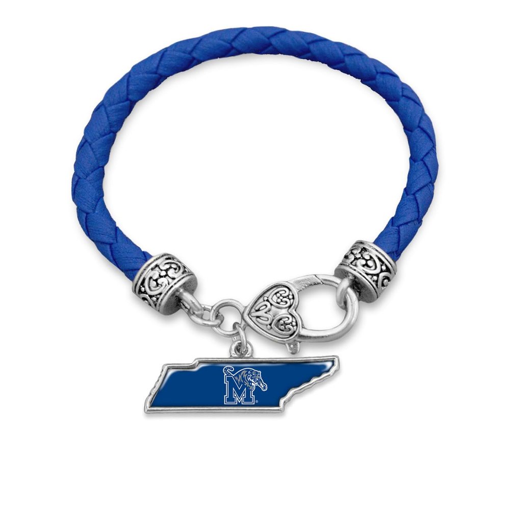 From the Heart Memphis Tigers State of Mine Blue Leather Bracelet Jewelry Gift Licensed, Standard, Silver