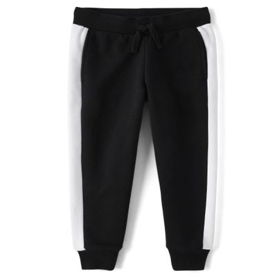 The Children's Place,Boys,Active Fleece Jogger Pants,Black/White,Small
