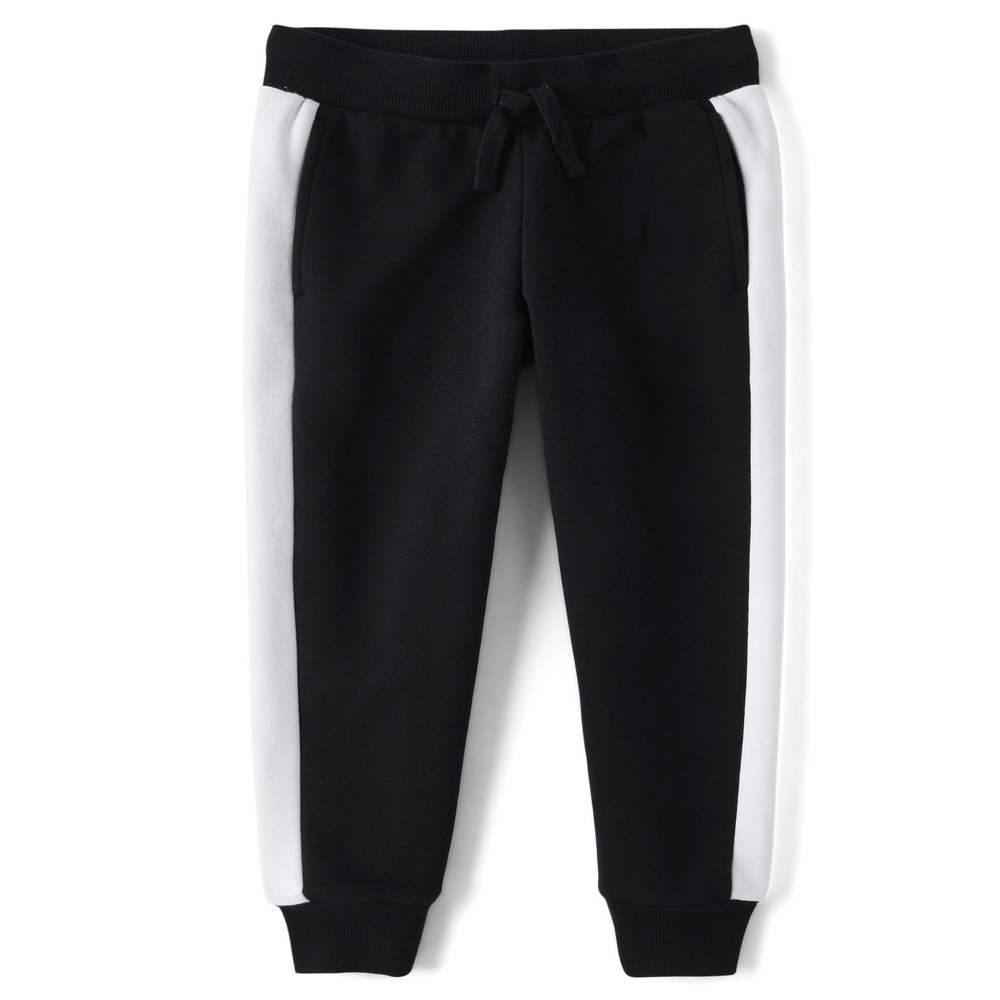 The Children's Place,Boys,Active Fleece Jogger Pants,Black/White,Small