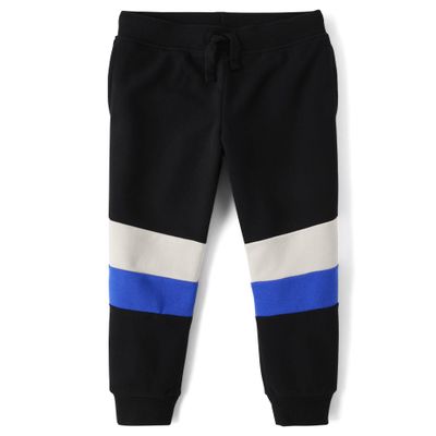 The Children's Place,Boys,Active Fleece Jogger Pants,Black Striped,X-Large