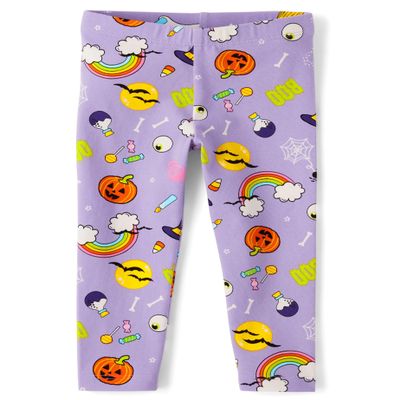 The Children's Place Baby Girls' and Toddler Assorted Everyday Pull On Leggings, Halloween Print, 9-12 Months