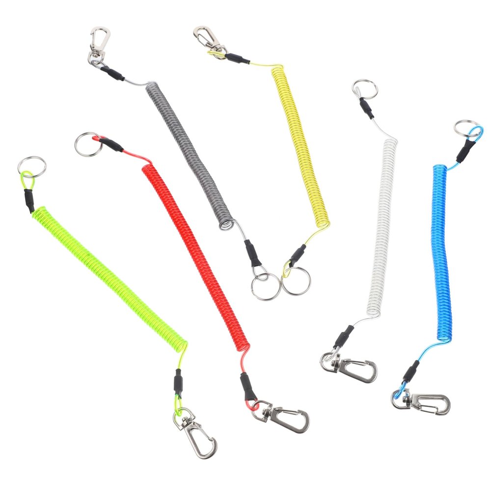 Mipcase 6pcs Heavy Duty Retractable Lanyard for Fishing Boating and Outdoor Sports Protective Coiled Safety Rope Multi-use Functionality