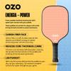 OZO Pickleball - Spark Energia Ritmo - USAPA Approved Beginner Power Paddle - Carbon Fiber Face (Pink) view 4