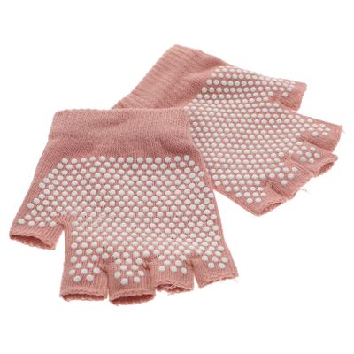 WOONEKY Non-Slip Half Finger Yoga Gloves for Women Breathable Knit Workout Gloves Pink for Fitness Training and Exercise Enhanced Grip and Palm Protection
