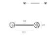 Pierced Owl 14GA ASTM F-136 Implant Grade Titanium Bezel Set CZ Crystal Ends Nipple Barbells, Sold as a Pair (Gold Tone/Clear) view 2