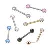 Pierced Owl 14GA ASTM F-136 Implant Grade Titanium Bezel Set CZ Crystal Ends Nipple Barbells, Sold as a Pair (Gold Tone/Clear) view 3