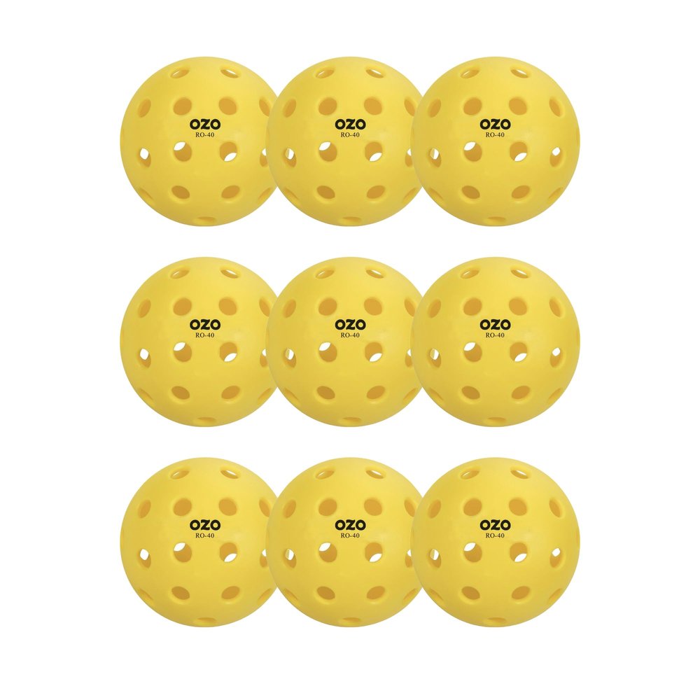 OZO Pickleball - Set of 9 Outdoor Balls, 40 Holes, Injection Mould