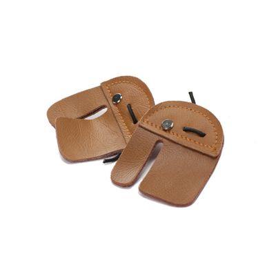 BRIGHTFUFU 2pcs Cowhide Arrow Finger Glove for Recurve Archery Protective Gear for Hunting Comfortable Three Finger Design Lightweight and Portable Brown