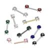 14GA ASTM F-136 Implant Grade Titanium Prong Set CZ Crystal Ends Nipple Barbells, Sold as a Pair (Rose Gold Tone/Pink) view 3