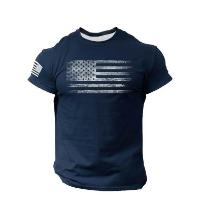 Gym T Shirt For Men Mens Summer Fashion Men Spring Shirts Mens Gym American Flag Shirt T Shirts For Men Navy,XX-Large