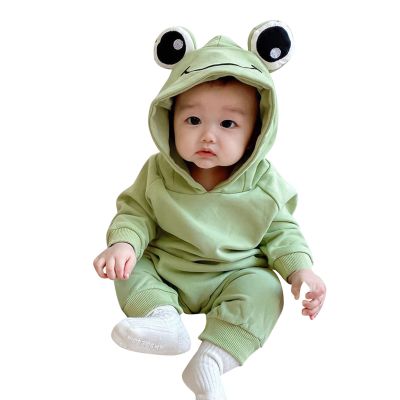 Baby Boy Cute Romper 3D Frog aamas Newborn Infant Long Sleeve Hooded Romper leeper (Green, 12-18 Months)